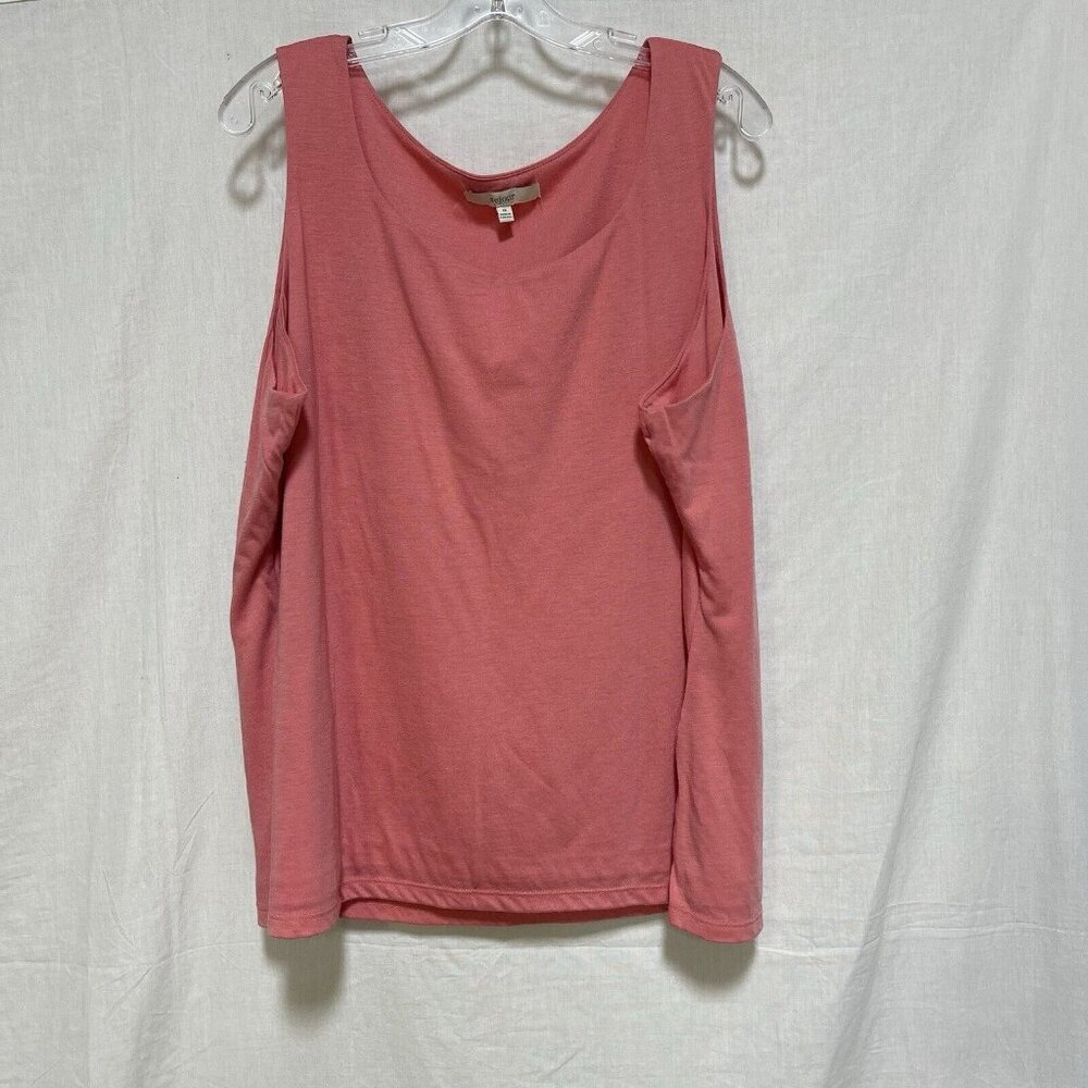 Sejour Womens 3X Tank Top Lined Double Layer Coral Salmon Sleeveless Stretch